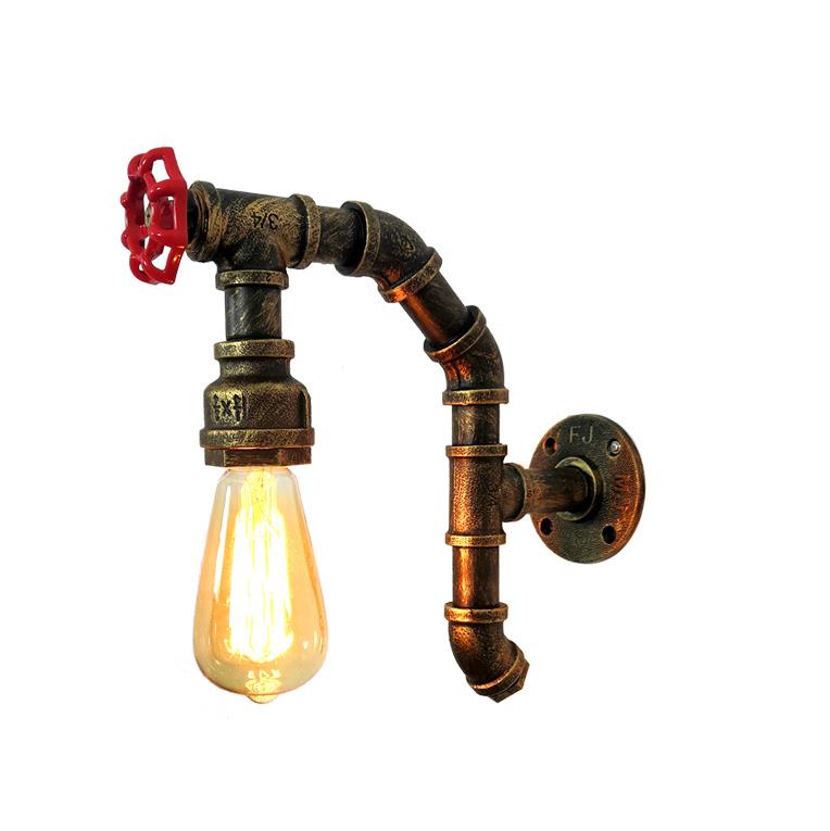 Zeitgenössische industrielle Eisen kreative Wasserhahn Retro 1-Licht Wandleuchte 