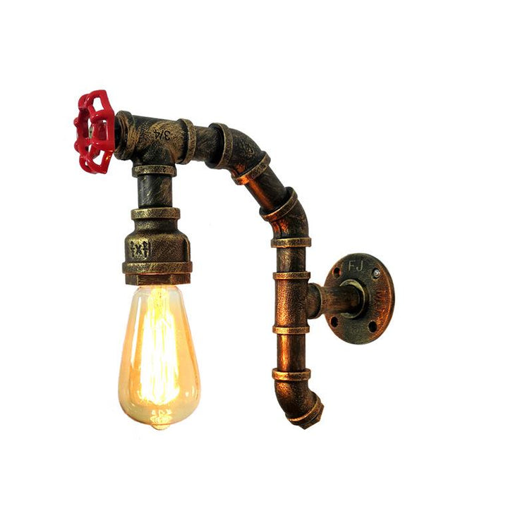 Zeitgenössische industrielle Eisen kreative Wasserhahn Retro 1-Licht Wandleuchte 