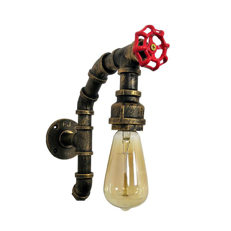 Zeitgenössische industrielle Eisen kreative Wasserhahn Retro 1-Licht Wandleuchte 