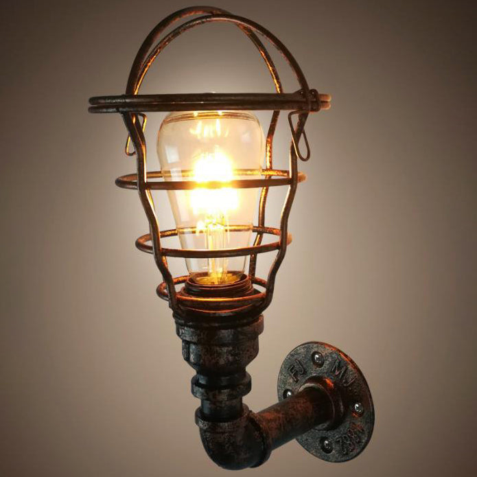 Contemporary Industrial Iron European Retro Water Pipe 1-Light Wall Sconce Lamp