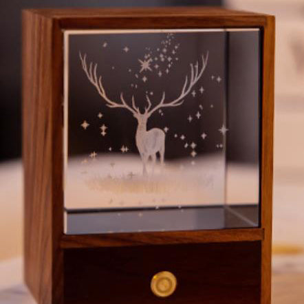Boîte en bois créative LED veilleuse décorative tactile lampe de Table à intensité variable