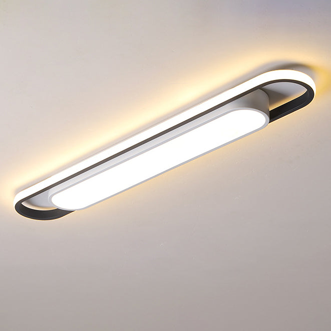 Nordic Minimalist Long Bar Ring LED Flush Mount Ceiling Light