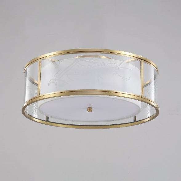 Modern Luxury Acrylic And Fabric Double Layer Cylindrical 3/4-Light Flush Mount Light