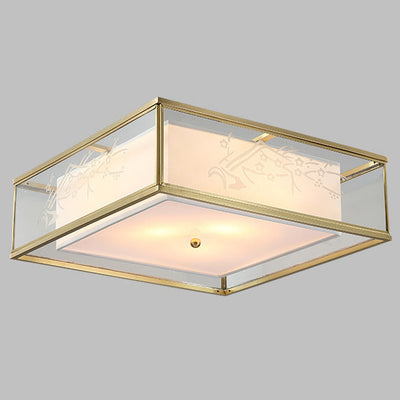 Modern Luxury Acrylic Fabric Square Waterproof 3/4-Light Flush Mount Light