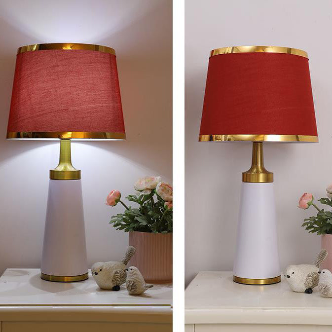 Lámpara de mesa táctil con regulador de intensidad Nordic Fabric Column 1-Light 