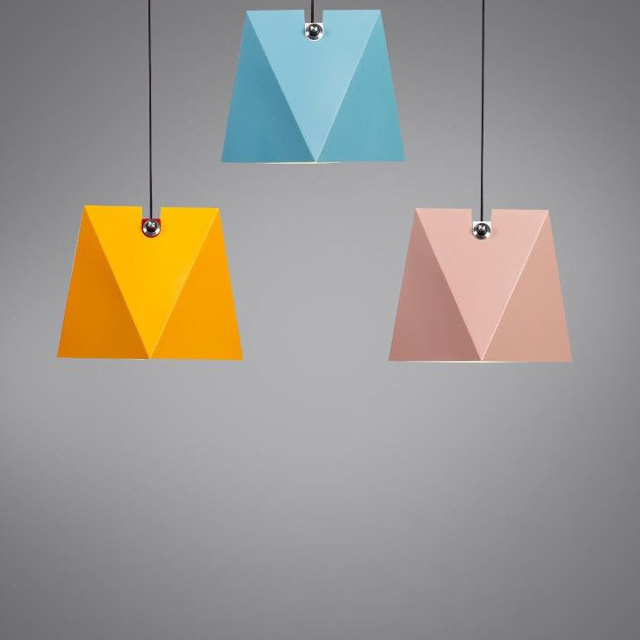 Lámpara colgante geométrica multicolor de hierro industrial de 1 luz 