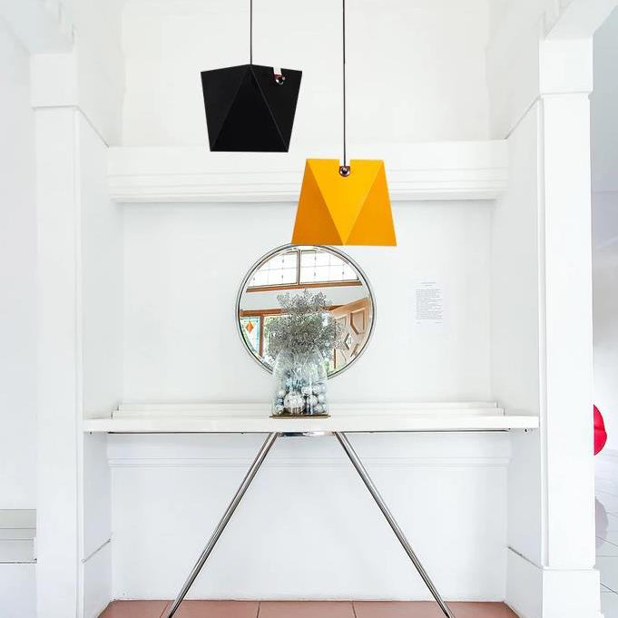 Lámpara colgante geométrica multicolor de hierro industrial de 1 luz 