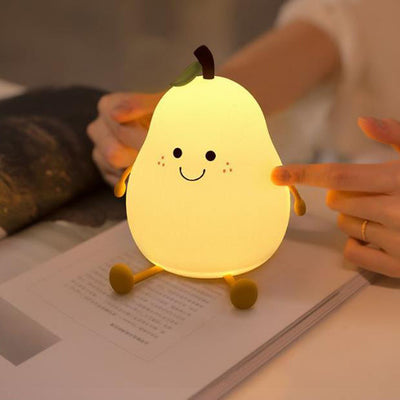 Creative Fruit Pear Silicone LED Night Light USB Table Lamp