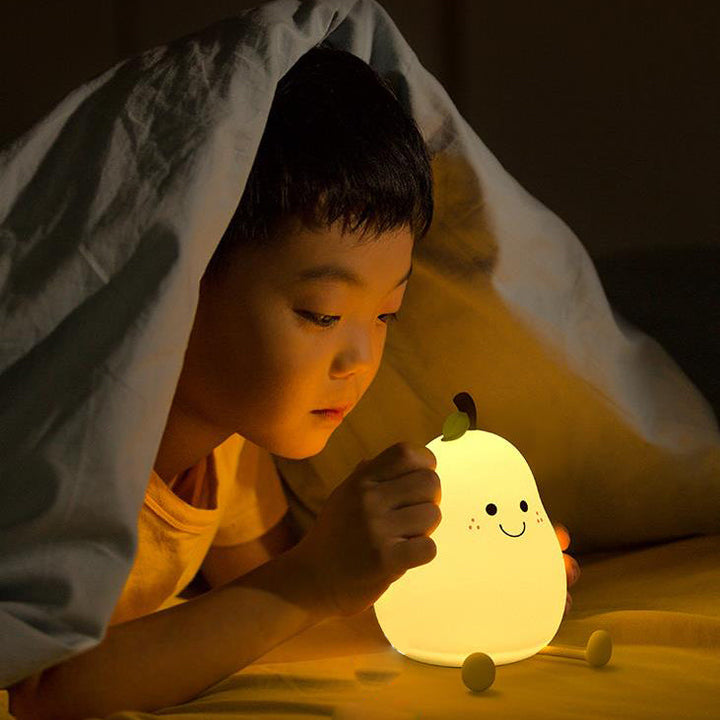 ドリームライトノーブレスハッピーフルーツ Creative Fruit Pear Silicone LED Night Light USB Table Lamp
