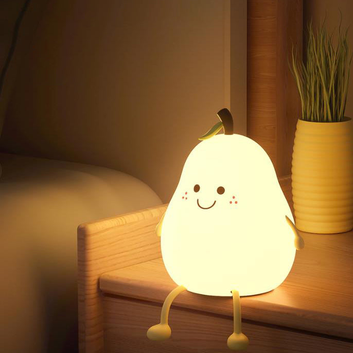 Creative Fruit Pear Silicone LED Night Light USB Table Lamp