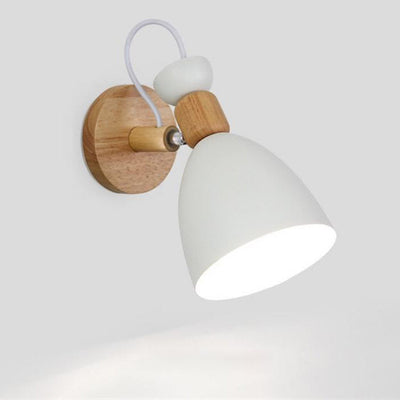 Nordic Macaron Iron Solid Wood Base 1-Light Wall Sconce Lamp