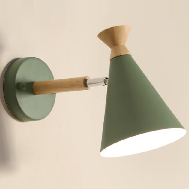 Nordic Creative Bell Shade Holz 1-flammige Wandleuchte 