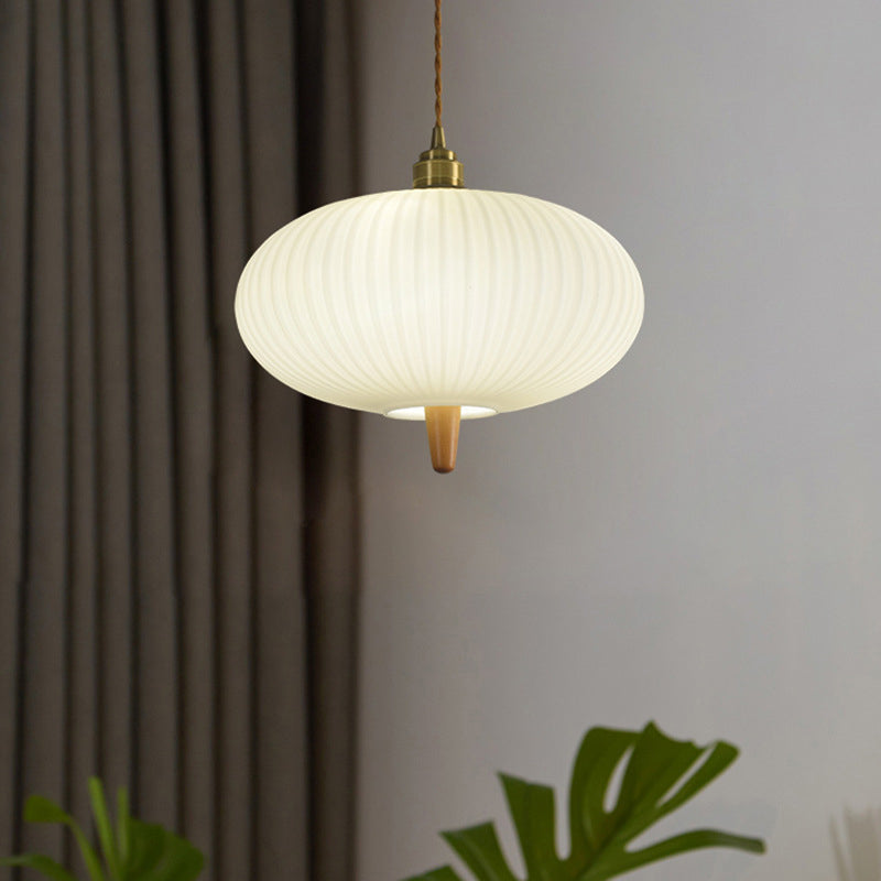 Moderne Glasschirm Japanischer Stil Retro 1-Licht Pendelleuchte 