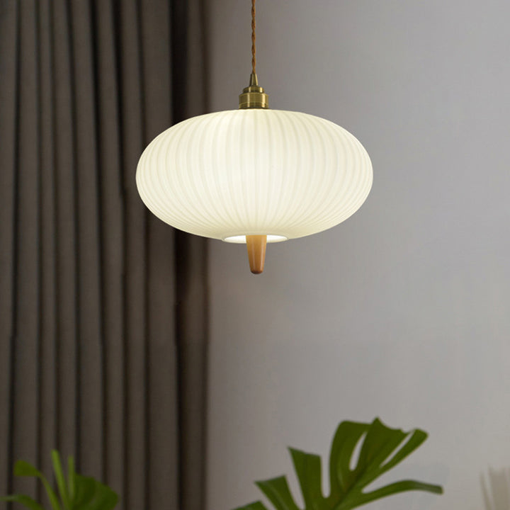 Moderne Glasschirm Japanischer Stil Retro 1-Licht Pendelleuchte 