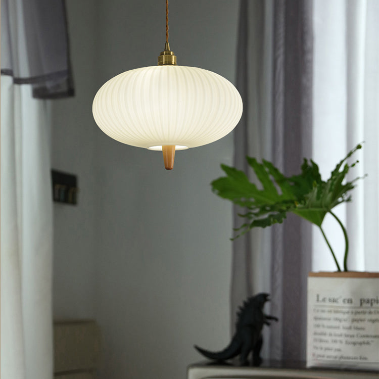Moderne Glasschirm Japanischer Stil Retro 1-Licht Pendelleuchte 