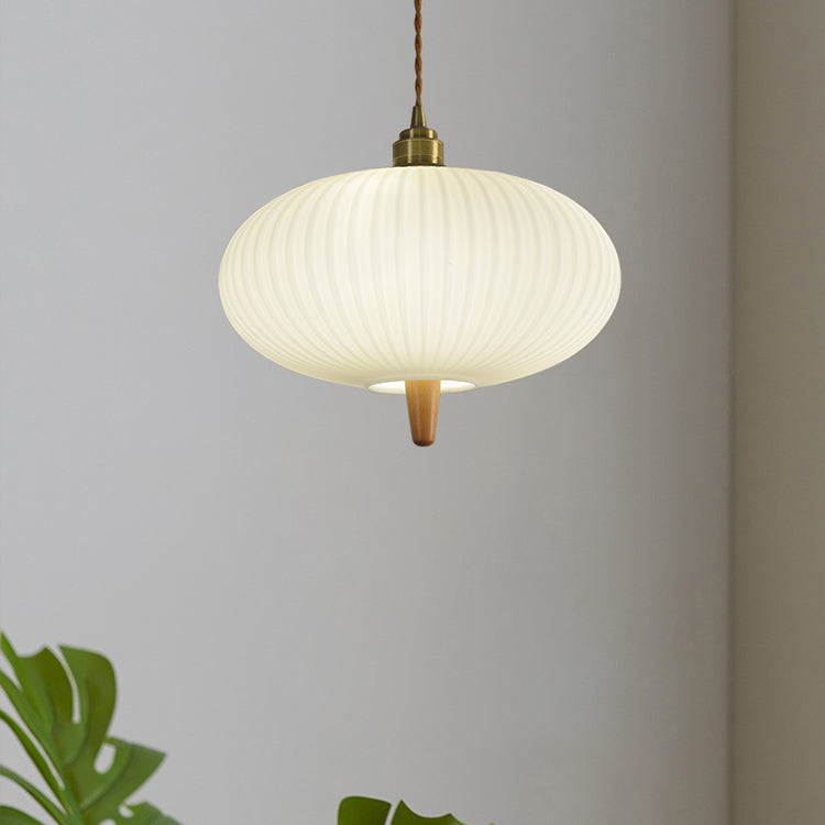 Moderne Glasschirm Japanischer Stil Retro 1-Licht Pendelleuchte 
