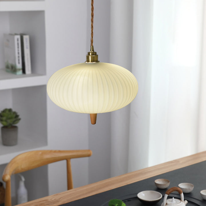 Moderne Glasschirm Japanischer Stil Retro 1-Licht Pendelleuchte 
