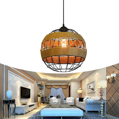 Retro Hemp Rope Iron Globe 1-Light  Pendant Light