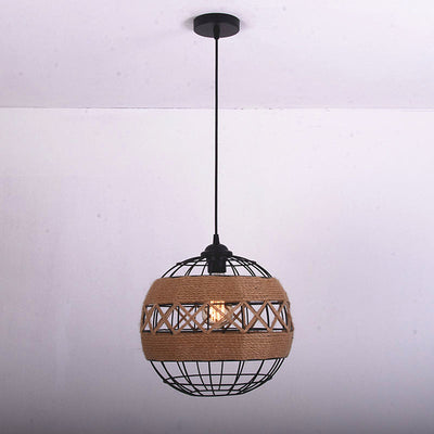 Retro Hemp Rope Iron Globe 1-Light  Pendant Light