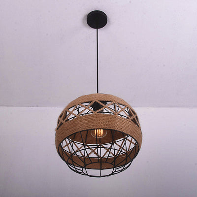 Retro Hemp Rope Iron Globe 1-Light  Pendant Light