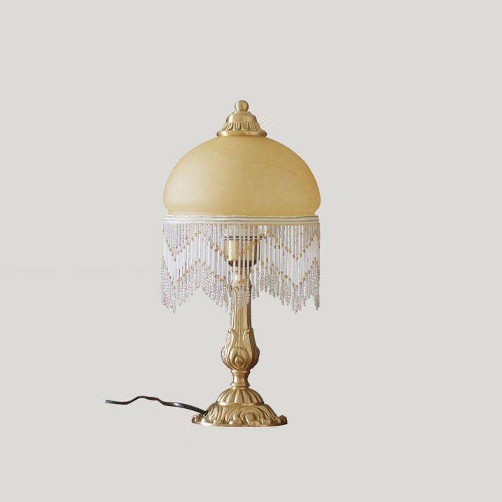 Vintage Bohemian Glass Dome Tassel 1-Light Table Lamp