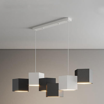 Modern Creative Square Geometric Iron LED Macaron Chandelier