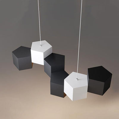 Modern Creative Square Geometric Iron LED Macaron Chandelier