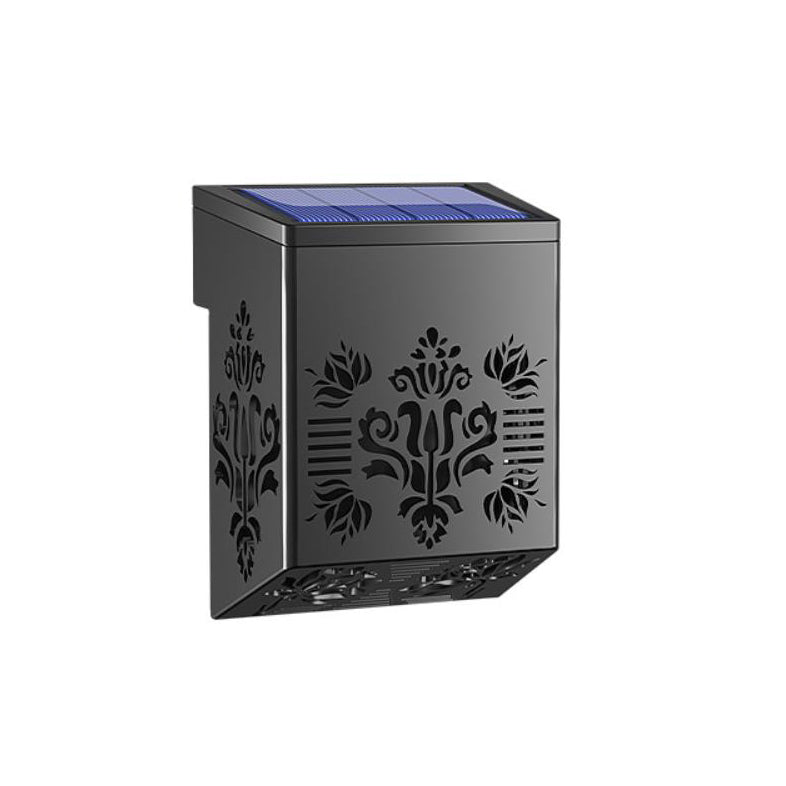 Solar Garden LED Hollow Square Outdoor Fence Wall Sconce Lamp