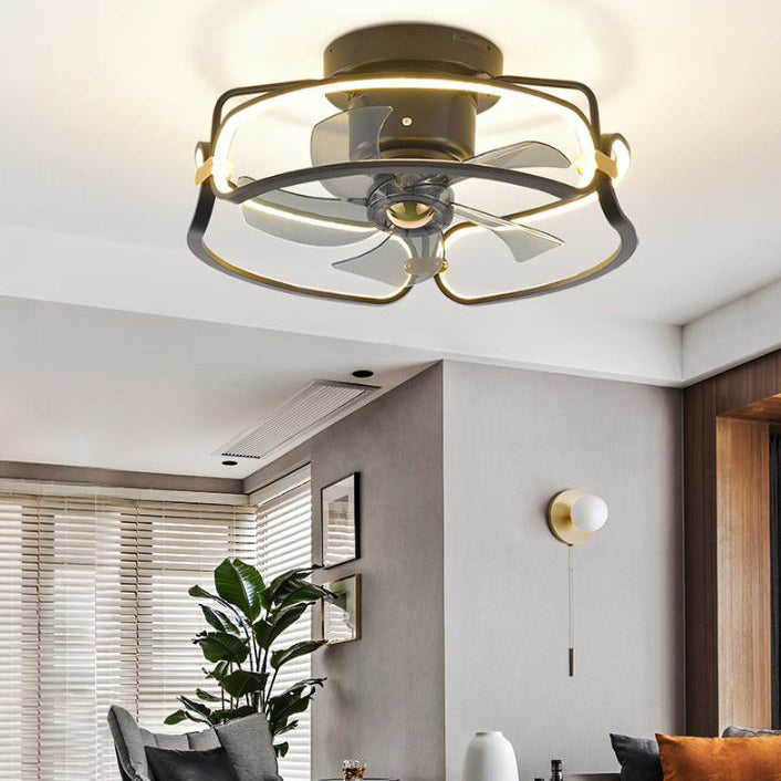 Modern PVC Acrylic Shade Optional LED Flush Mount Ceiling Fan Light