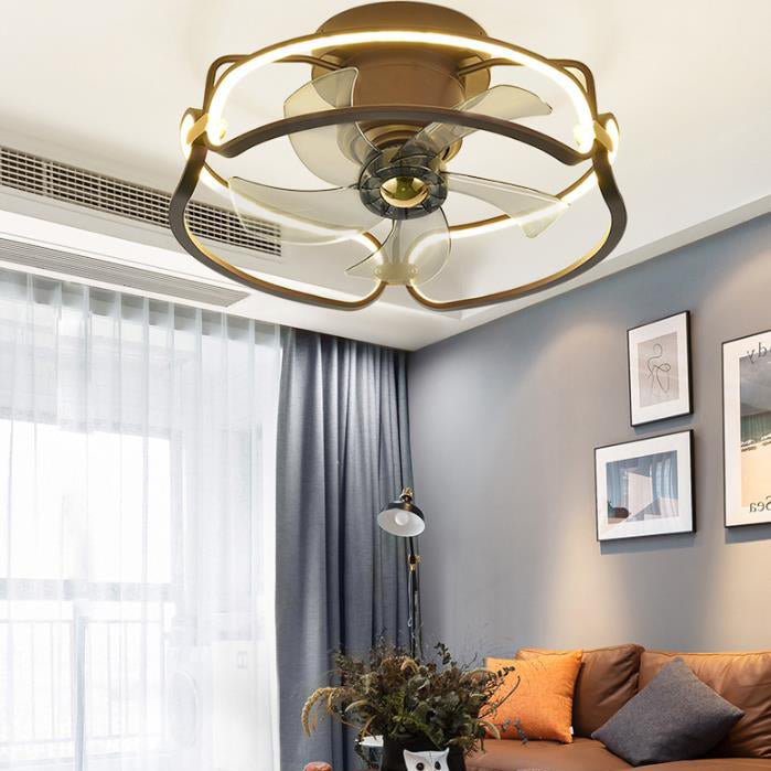 Modern PVC Acrylic Shade Optional LED Flush Mount Ceiling Fan Light