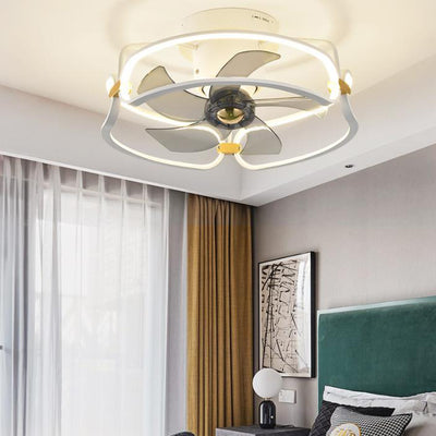 Modern PVC Acrylic Shade Optional LED Flush Mount Ceiling Fan Light