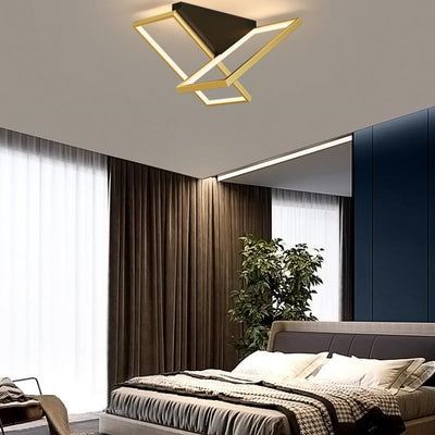 Modern Creative Geometric Aluminum LED Semi-Flush Mount Ceiling Light