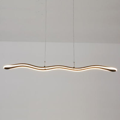 Nordic Minimalist Curve Bar LED-Kronleuchter aus Aluminium 