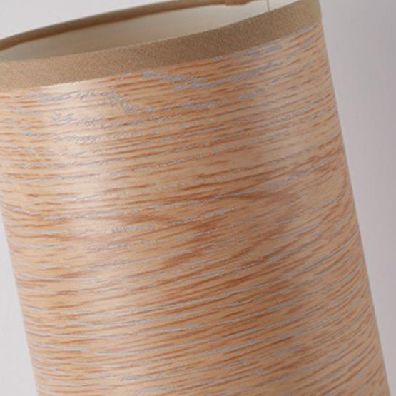 Moderne Tischlampe mit Holzmaserung Stoffschirm 1-Licht 