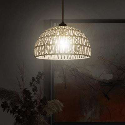 Modern Straw Braided Retro Cutout Design 1-Light Pendant Light