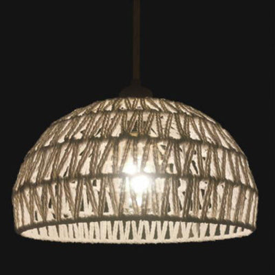 Modern Straw Braided Retro Cutout Design 1-Light Pendant Light