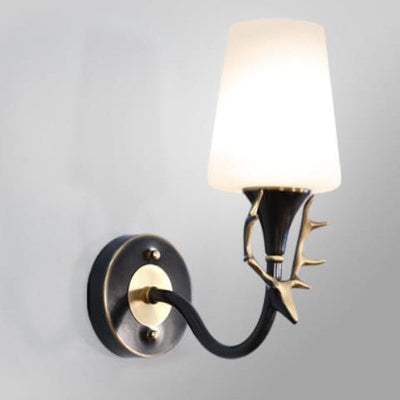 Industrial Full Copper Exquisite Deer Head Design 1/2-Light Wall Sconce Lamp