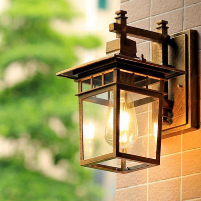 مصباح حائط خارجي مقاوم للماء بتصميم قفص مربع صناعي ريترو 