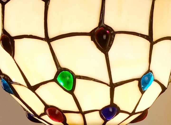 Tiffany Lámpara de Pared con Pantalla de Vidrio de Colores y Piedras Preciosas Europeas, 1 Luz 