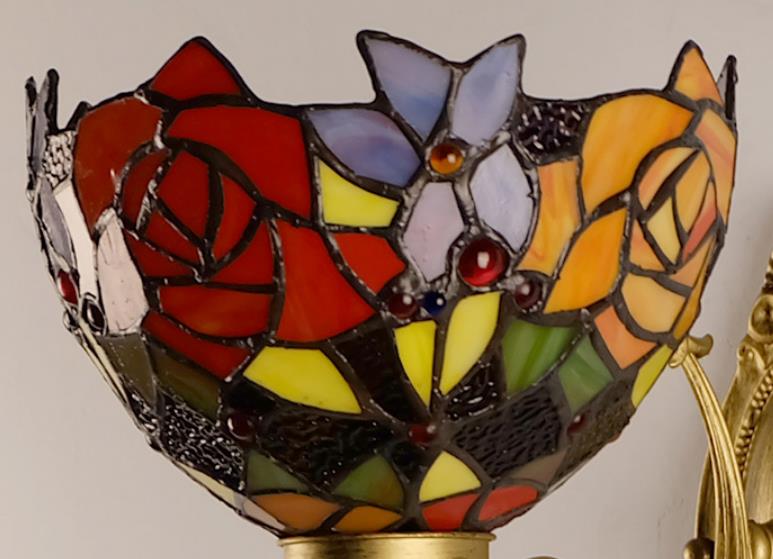 Tiffany Peony Stained Glass 1-Light Wall Sconce Lamp