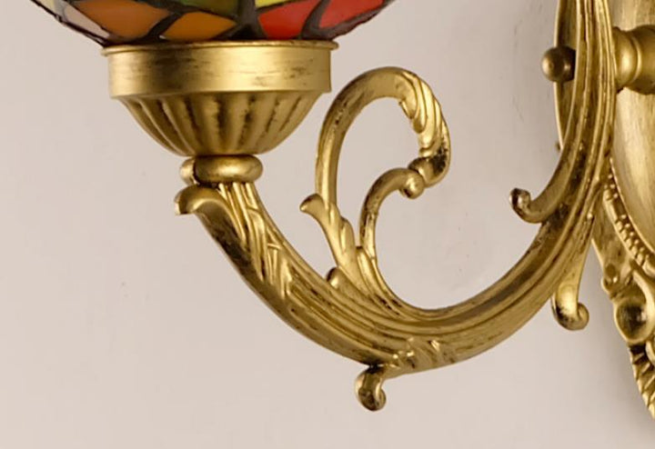 Lámpara de pared con aplique de 1 luz de vidrio Tiffany Peony 