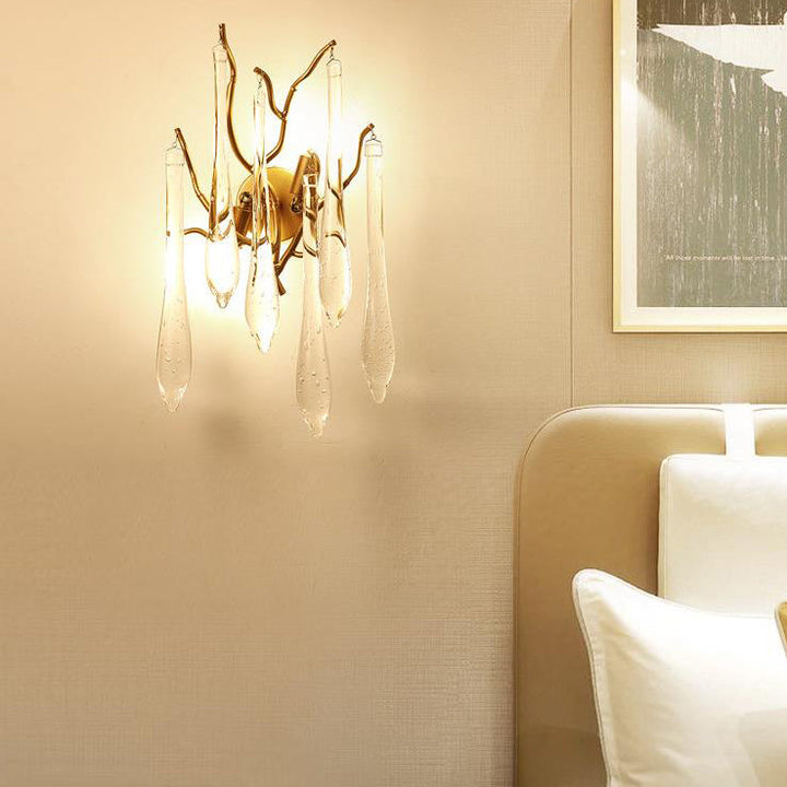 Lámpara Aplique de Pared de 2 Luces con Rama de Cristal Colorido Moderno 