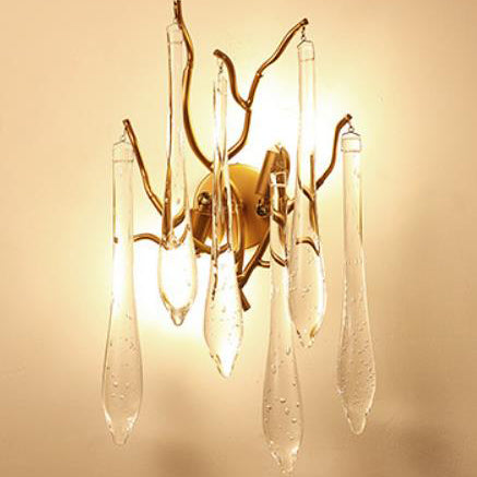 Lámpara Aplique de Pared de 2 Luces con Rama de Cristal Colorido Moderno 