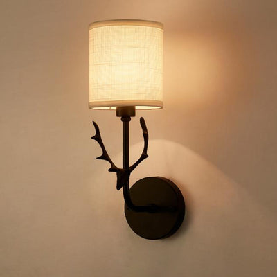 Industrial Fabric Creative Deer Head Design 1-Light Wall Sconce Lamp