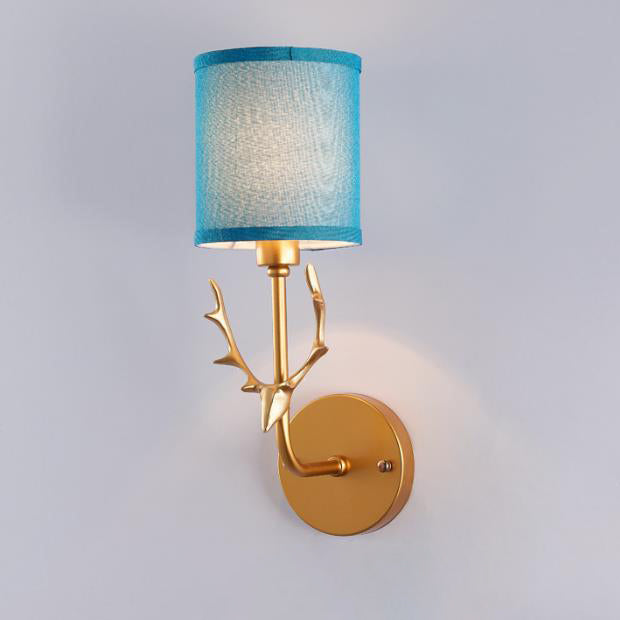 Conception de tête de cerf créative en tissu industriel 1-lumière applique murale 