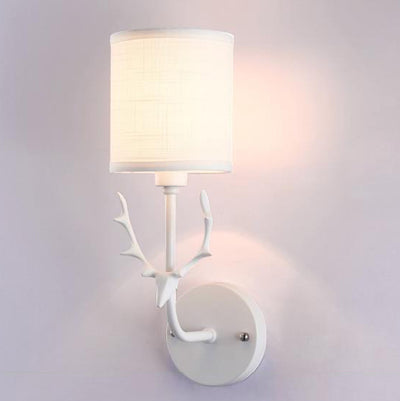 Industrial Fabric Creative Deer Head Design 1-Light Wall Sconce Lamp