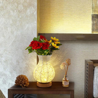 Moderner Rattan-Kreativvase-Design-LED-Tischlampe 
