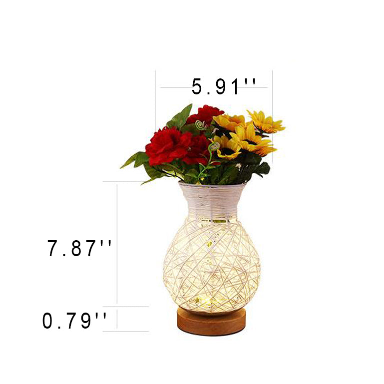 Lampe de Table LED Design Créatif en Rotin Moderne 