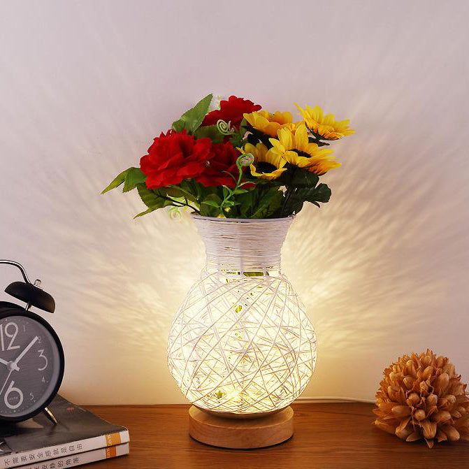 Modern Rattan Creative Vase Design LED Table Lamp