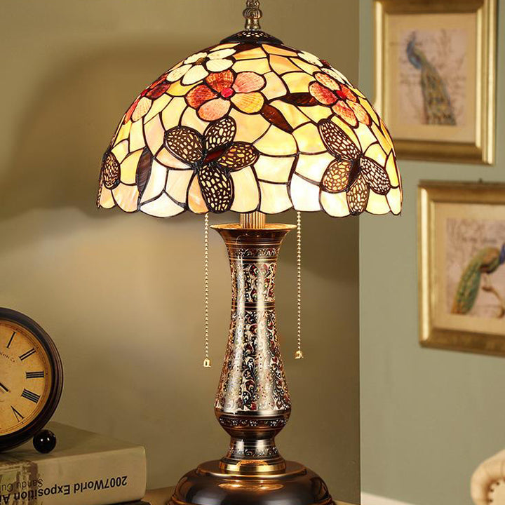Lámpara de Mesa de 2 Luces con Patrón de Concha Europea Tiffany 
